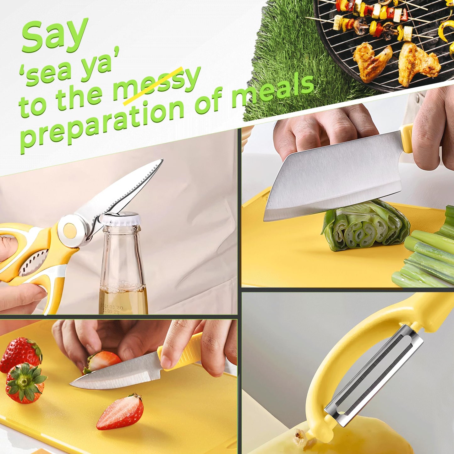 Camping Cutting Board Set - 7-in-1 Portable Foldable Chopping Board with Knife, Vegetable Washing Basket, Kitchen Essentials for Camping, RV, Picnic, Travel & Outdoor Cooking