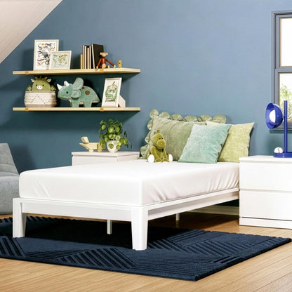 Nectar Kids Bamboo Platform Bed Frame - Full - White - Floating Center Support Legs - 12” Height - Easy Tool Free Set Up - Durable & Kid-Friendly - Sturdy Wooden Slats for Support