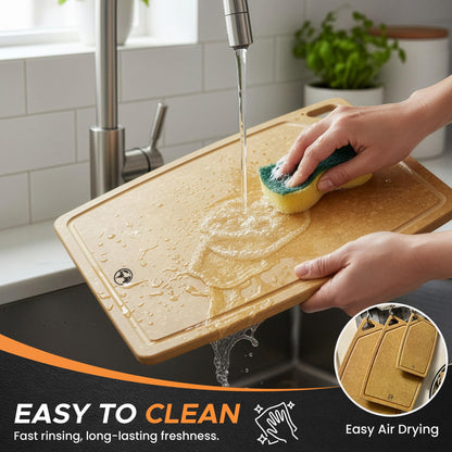 Composite Wood Cutting Board Set of 3 – Dishwasher Safe, Non-Toxic & Plastic-Free Cutting Boards for Kitchen – Large, Medium & Small Non-Slip Wood Charcuterie & Chopping Boards (Tan/Juice)