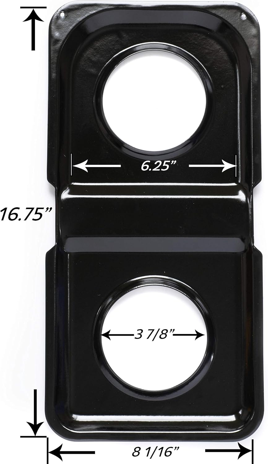 Range Kleen P501 Black Porcelain Rectangular Gas Stove Drip Pan, 16.875 x 8.125-Inches