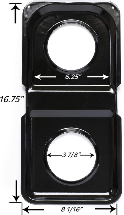 Range Kleen P501 Black Porcelain Rectangular Gas Stove Drip Pan, 16.875 x 8.125-Inches