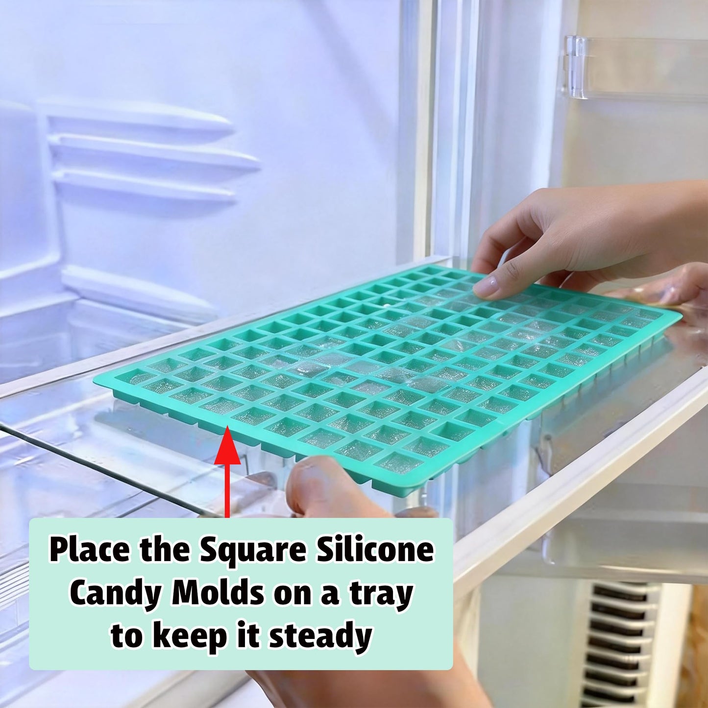 3Pack Square Silicone Candy Molds,126- Cavity Non-Stick Mini Gummy Mold for Caramel,Hard Candy,Ice Cube,Chocolate,Ganache (126-Cavity)