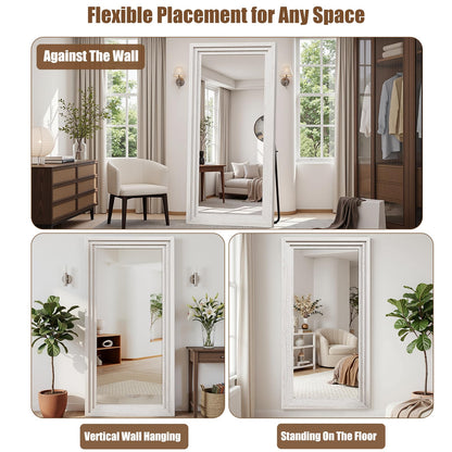 WISSMIELS Full Length Mirror 71"x30", Large Solid Wood Frame Floor Mirror, Leaning Floor Mirror, Stable Frame, Shatterproof Glass, Modern Classic Style for Bedroom, Living Room, Entryway