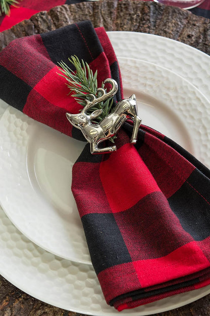 DII Buffalo Check Cloth Napkin Set, Classic Farmhouse, 20x20, Red & Black, 6 Piece