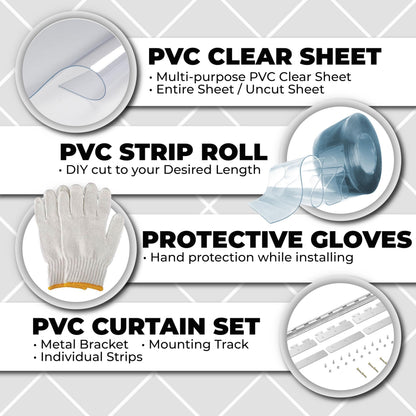 Acepunch PVC Strip Door Curtain Kit – 84" x 96" (7 x 8 ft), Clear Heavy Duty Vinyl Strips, Waterproof Insulated Barrier for Walk-in Freezers, Warehouse, Garage, Commercial Use 1173
