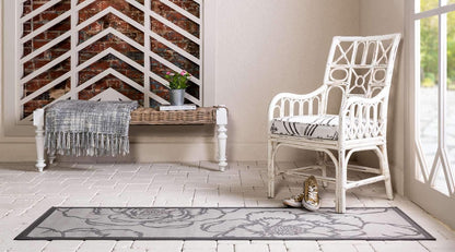 Unique Loom Outdoor Botanical Collection Area Rug - Rose, Gray/Silver (2' x 6' 1" Runner)