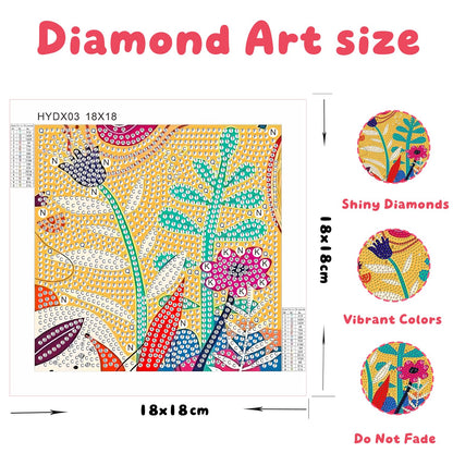 Pxzcrypha Diamond Art Kits for Kids with Frame, Flowers Diamond Art Painting for Kids, Flowers Gem Art Kits for Kids 8-12 for Gift Home Wall Decor (7x7inch)