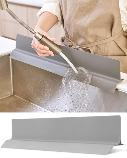 DEARCUS Kitchen Sink Splash Guard 23 Inch – Soft Silicone Water Shield Keeps Clothes & Countertops Dry, Strong Suction Non-Slip, No More Wet Sleeves or Sore Arms – Dishwasher Safe, Easy Install (Gray)