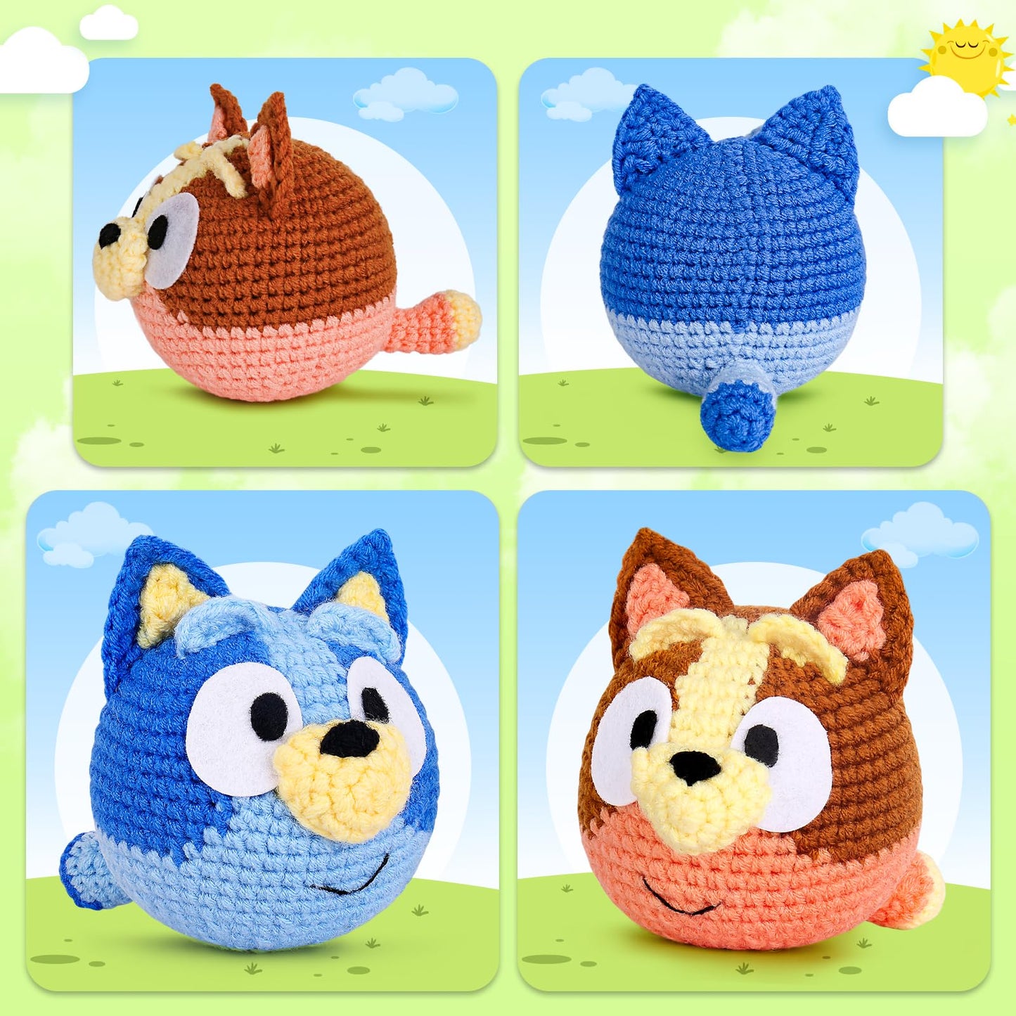 Acehochen Crochet Kit for Beginners, Beginner Crochet Kit for Adults with Step-by-Step Video Tutorials, Crochet Animal Kits Knitting Supplies (2 Pack)