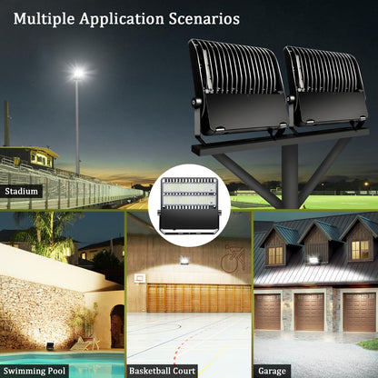BIRITALO 36000LM LED Stadium Flood Light Commercial 1500W Equivalent LED Arena Lighting Wall Mount Floodlights Outdoor 5500K 85-277V Waterproof 240W Shoebox Fixture for Court,Street,Yard 3 Pack
