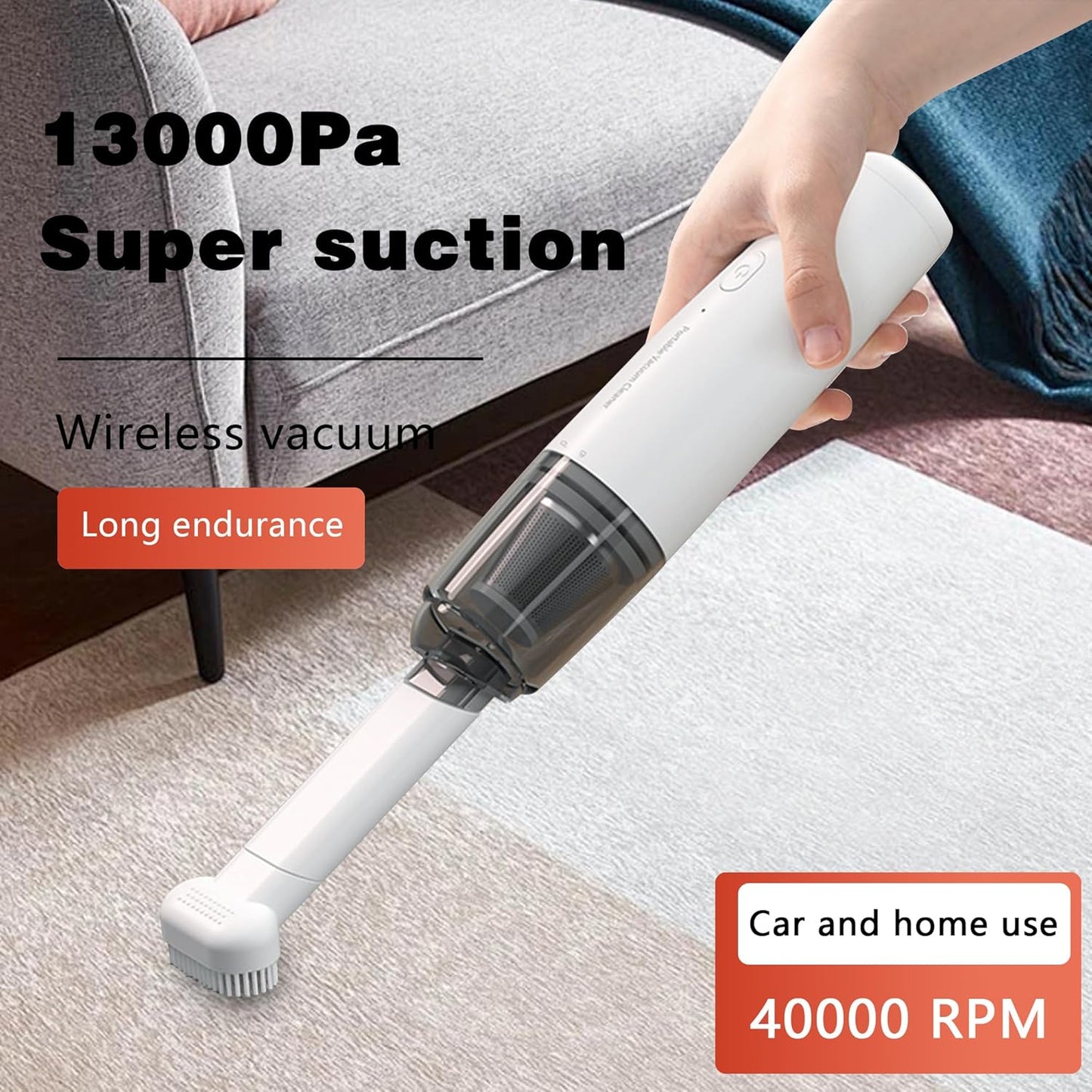 Mini Portable Car Vacuum Cordless, Handheld Vacuum for Quick Cleaning, Rechargeable Dust Buster for Car Home Office