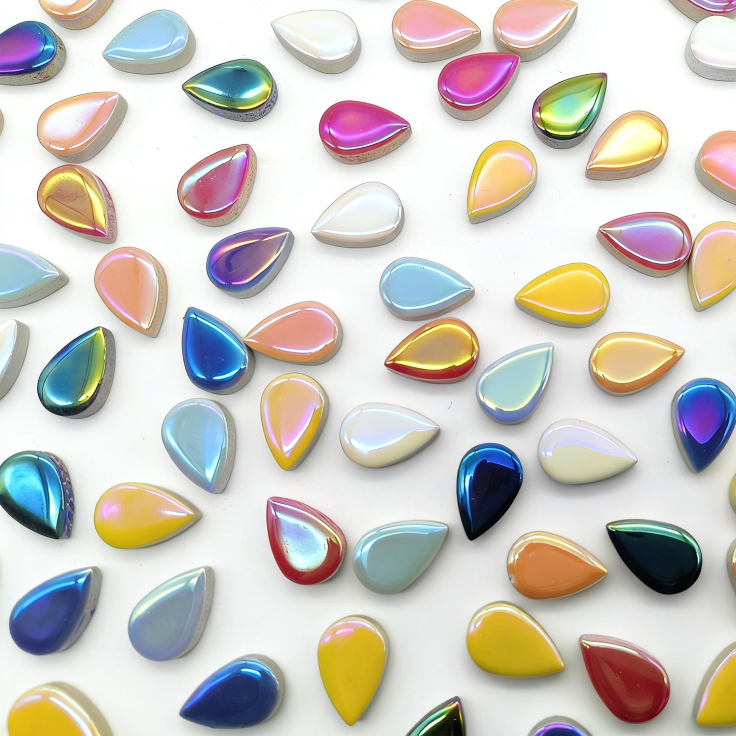EDFLIFE Mosaic Tiles for Crafts, 7oz Iridescent Drop Mosaic Tiles for Art Crafts, Mosaic Making Kit for Projects, Ceramic Tiles for Adult DIY Hobbies Handmade Home Decoration