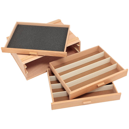 HG Art Concepts 4-Drawer Artist's Chest Craft Storage Box, Natural Birch Finish, Foam-Lined Drawers for Brushes, Removable Dividers, Sturdy Wood Construction, Stackable Solution