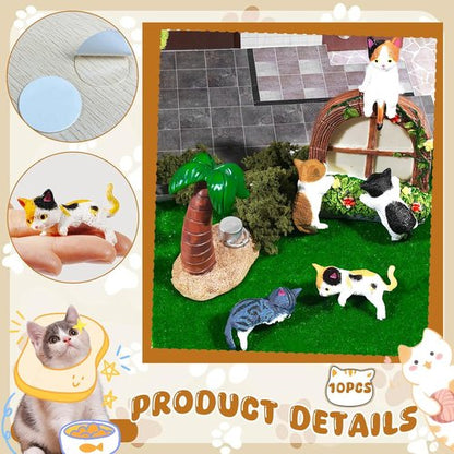 Exasinine Mini Cat Car Accessories - Cute Dashboard Decor & Funny Rear View Mirror Gift | 10 Pcs Set