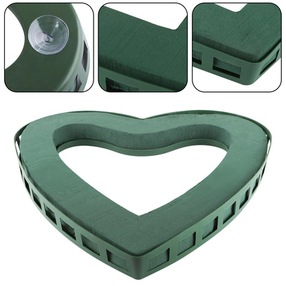 Heart Floral Foam Cage for Fresh Flowers,with Wet Floral Foam Blocks and Suction Cup, Suitable for Wedding,Home,and Garden Decorations.