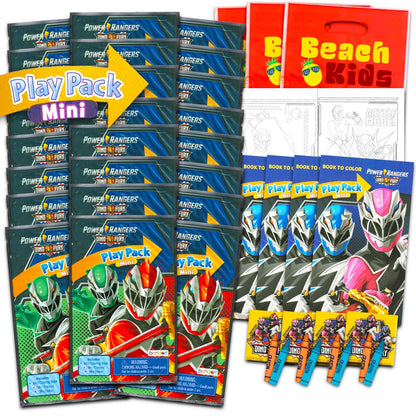 Power Rangers Mini Party Favors Set - Bundle 24 Mini Grab n Go Play Packs with Coloring Pages, Stickers and More Birthday Party Supplies