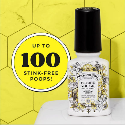 Poo-Pourri Before-You-Go Toilet Spray, Original Citrus, 2 Fl Oz, 2 Pack, Up to 100 Uses, Bathroom Odor Deodorizer with Essential Oils, Travel Essentials, TSA Approved Size, Lemon Bergamot