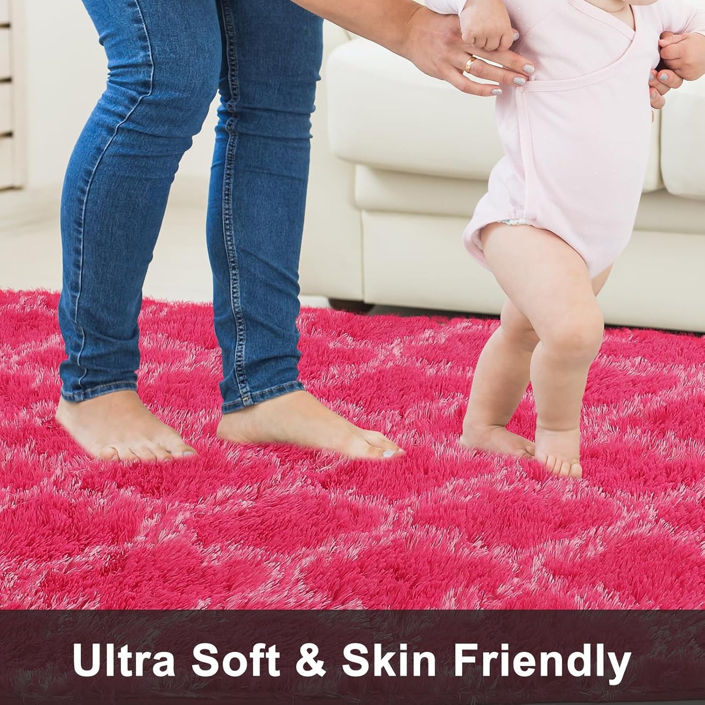 Plush Area Rug 4x6 Feet, High Pile Ultra Soft Indoor Carpet for Living Room, Bedroom, Kids Room, Playroom Decor, Hot