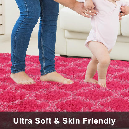 Plush Area Rug 4x6 Feet, High Pile Ultra Soft Indoor Carpet for Living Room, Bedroom, Kids Room, Playroom Decor, Hot