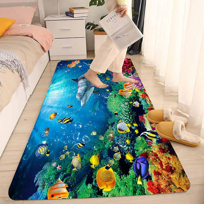 Bath Rugs Sponge Foam Absorbent, Soft for Bathroom and Kitchen (47x18 inches), Non Slip Bright 3D Print
