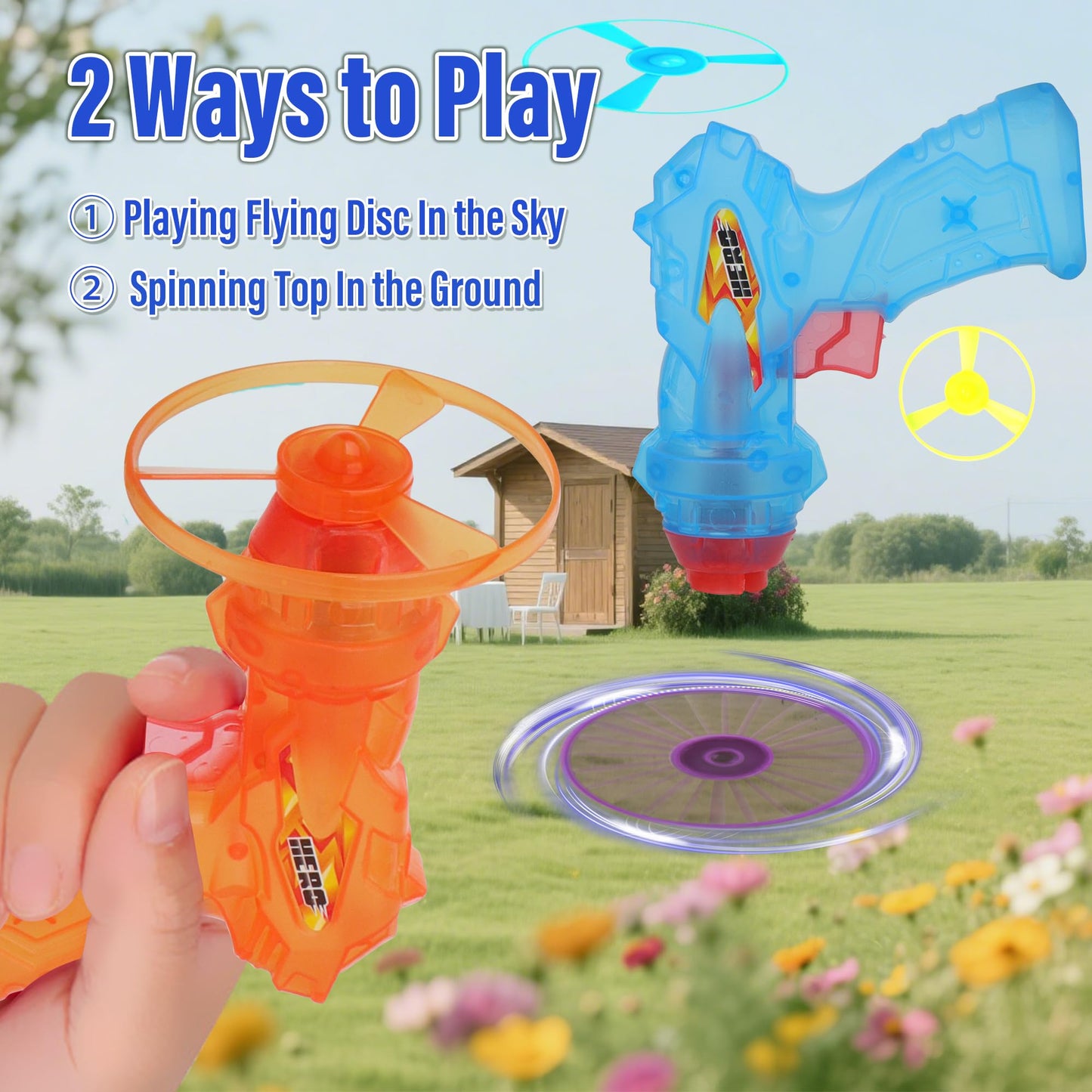 MOMSBIEND 7 Pack Launching Toy Flying Disc Shooters for Kids,Cyclone Gyro Launcher Flying Saucer Ejection Spinning Top Indoor & Outdoor Play for Kids Ages 5+,Cat Propellers,Interactive Cat Toy
