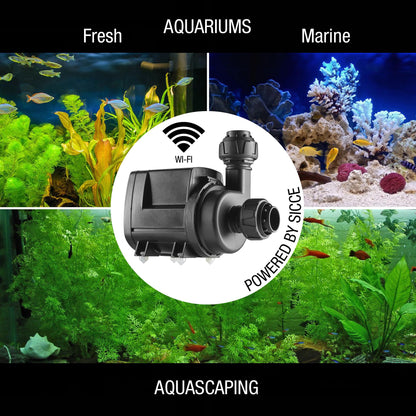SICCE Syncra SDC 7.0 Water Pump 800-1900 gph WIFI Apex Controllable Aquarium DC Return with Controller | Quiet, Submersible or External | Fish Tank, Sump, Pond, Freshwater and Saltwater Marine Use