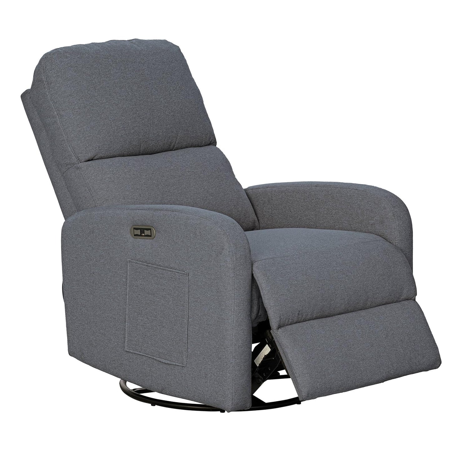 Ink+Ivy Recliner & Rocking Chair: Glider Recliner Nursery Chair for Living Room & Bedroom, Swivel Rocker Recliner with Side Pockets, Comfy Chair for Small Spaces, Grey