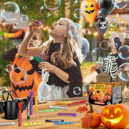 AuroTops 80PCS Halloween Mini Bubble Wands,Halloween Party Favors for Kids,Halloween-Themed Stickers Bubble Wands for Trick or Treat Toys Gifts for Kids Toys,Goodie Bag Stuffers