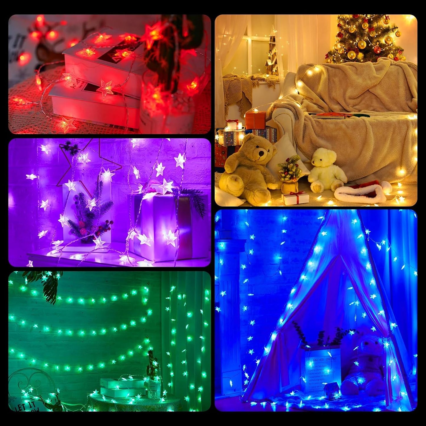 17 50 16 7 Minetom Star String Lights Battery Operated - ft LED Color Changing Star Fairy Light with Remote and Timer