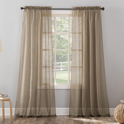 No. 918 Erica Crushed Sheer Voile Curtain Panel, 51" x 63", Taupe