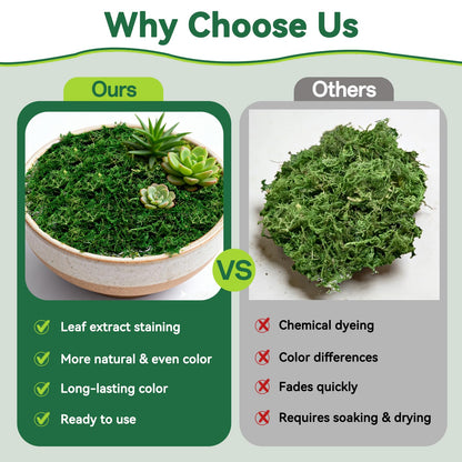 ZeeDix 8 oz Fake Green Moss for Crafts, Artificial Moss for Indoor Potted Plants, Decorative Moss for Table Centerpieces, DIY Projects, Fairy Garden, Wedding & Christmas Party Decor