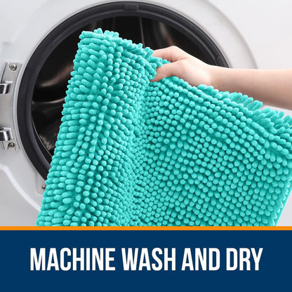 OLANLY Bathroom Runner Rugs - Extra Soft Chenille Bath Mats | Quick Dry, Machine Washable, 47x20, Teal