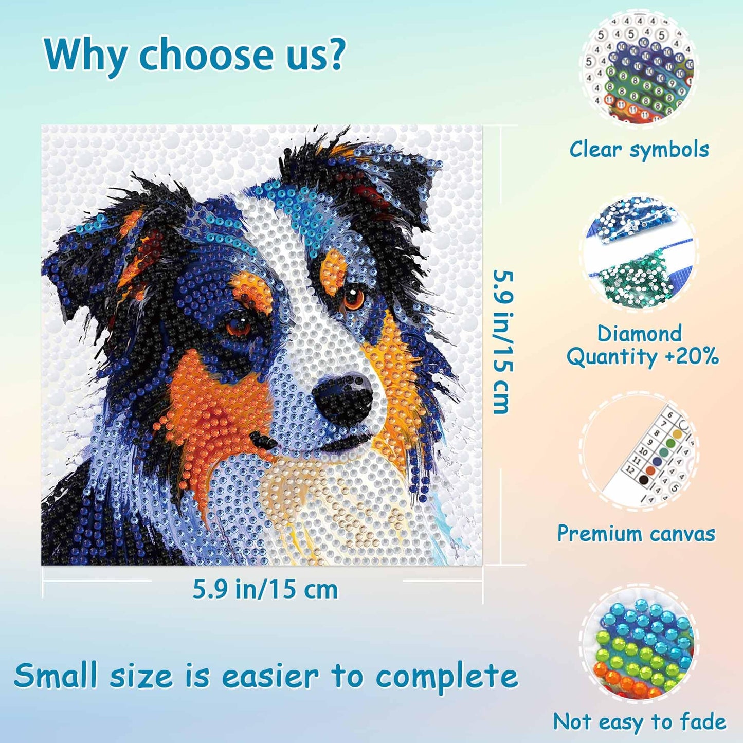 UiSdfuy Diamond Art Kits for Kids,Arts & Crafts for Kid Ages 8-12,Diamond Art for Kids,Gem Art 4 Pack Diamond Painting 6" X 6" (4-Dog)
