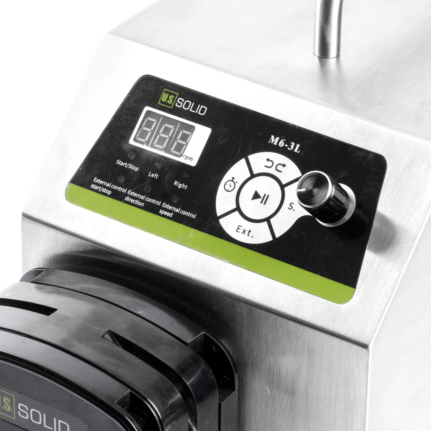 U.S. Solid Industrial Peristaltic Pump, 1-Channel 0.211-3600 mL/min, 0.1-600 RPM, RS232 Control, Servo Motor Dosing Pump with SS Housing, Includes 15# 24# 35# 36# Silicone Tubing & Connectors