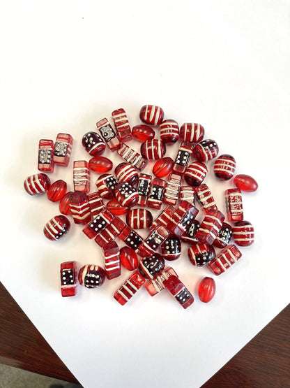 Linpeng Glass Beads Bulk for Bracelet Making, DIY Jewelry Supplies, Holiday Festival Beads Assorted, Gift for Beader, 40 pcs (Americana)