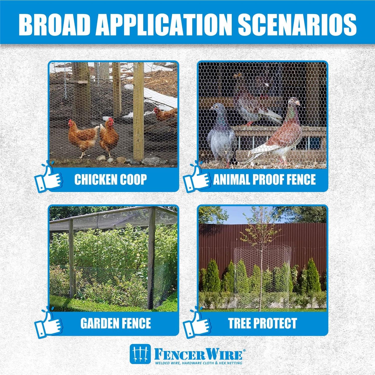 Fencer Wire 20 1-Inch (4 50 Gauge Chicken Wire Fence, Galvanized Poultry Hexagonal Netting Crafting, Chicken Coops