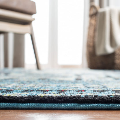 SAFAVIEH Vintage Hamadan Collection Area Rug - 10'6" x 14', Light Blue & Black, Traditional Oriental Design, Non-Shedding & Easy Care, Ideal for High Traffic Areas in Living Room, Bedroom (VTH213M)