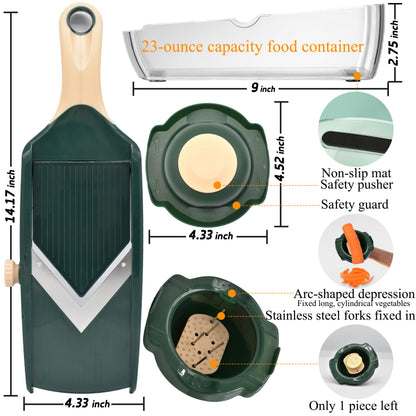 NACOLUS Adjustable Mandoline Slicer for Kitchen - Ultra Sharp V-Blade with Container, Julienning Slicer for Potatoes, Apples, Onions, Tomatoes