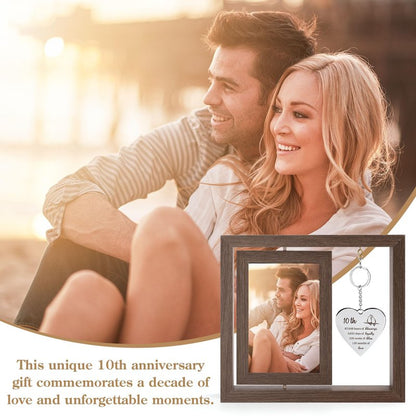 10 Year Anniversary Picture Frame Gifts for Couple 10 Year Anniversary Decorations Gifts for Wife 10 Year Gift Anniversary Customized Photo Frame Happy 10th Aniversario Decorations Gift for Him