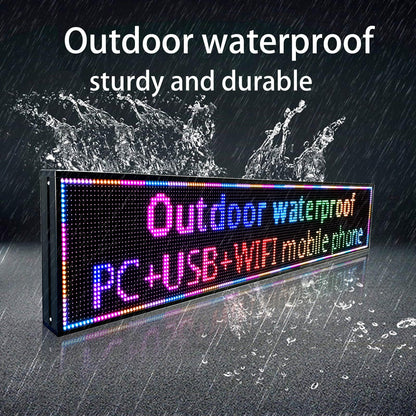 JINBLIZZARD P10 Programmable Scrolling Custom Outdoor Led Sign For Business Digital Advertising Display Screen Matrix Panel WiFi Control Electronic Message Board Store Neon Marquee 77"×14"