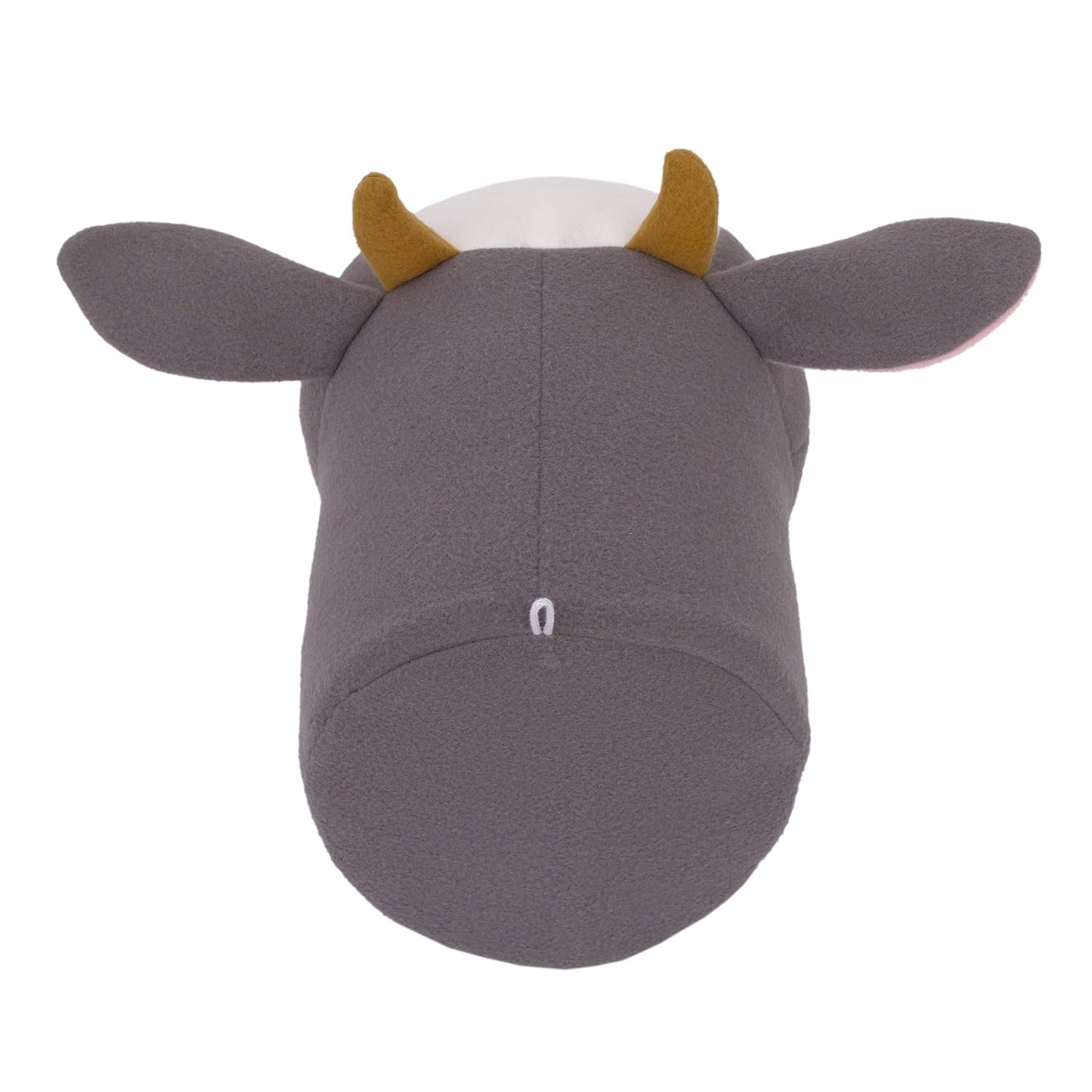 NoJo Plush Fleece Grey & White Cow Head Wall Decor - Charcoal, White, Peach