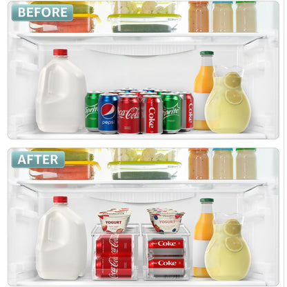 Sorbus Soda Can Organizer for Refrigerator Stackable Can Holder Dispenser with Lid for Fridge, Pantry, Freezer – Holds 12 Cans Each, BPA-Free, Clear Design, (2-Pack)