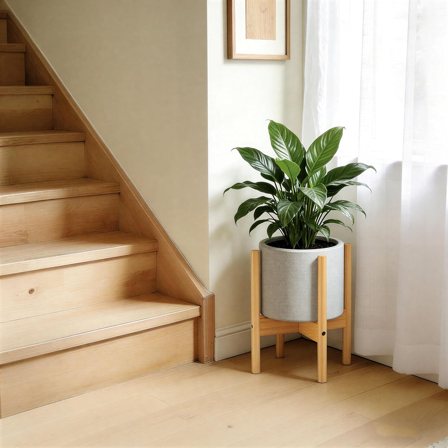 12 Inch ALIGADO Bamboo Plant Stand Indoor, for Up to Pots, Built to Fit Corners, Sturdy & Stable Design, Natural Wood