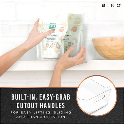 BINO | Plastic Organizer Bins, Small - 4 Pack | The SOHO Collection | Multi-Use Plastic Bin | Pantry & Freezer Organizer Bin | Storage Containers | Bins for Home & Kitchen Org