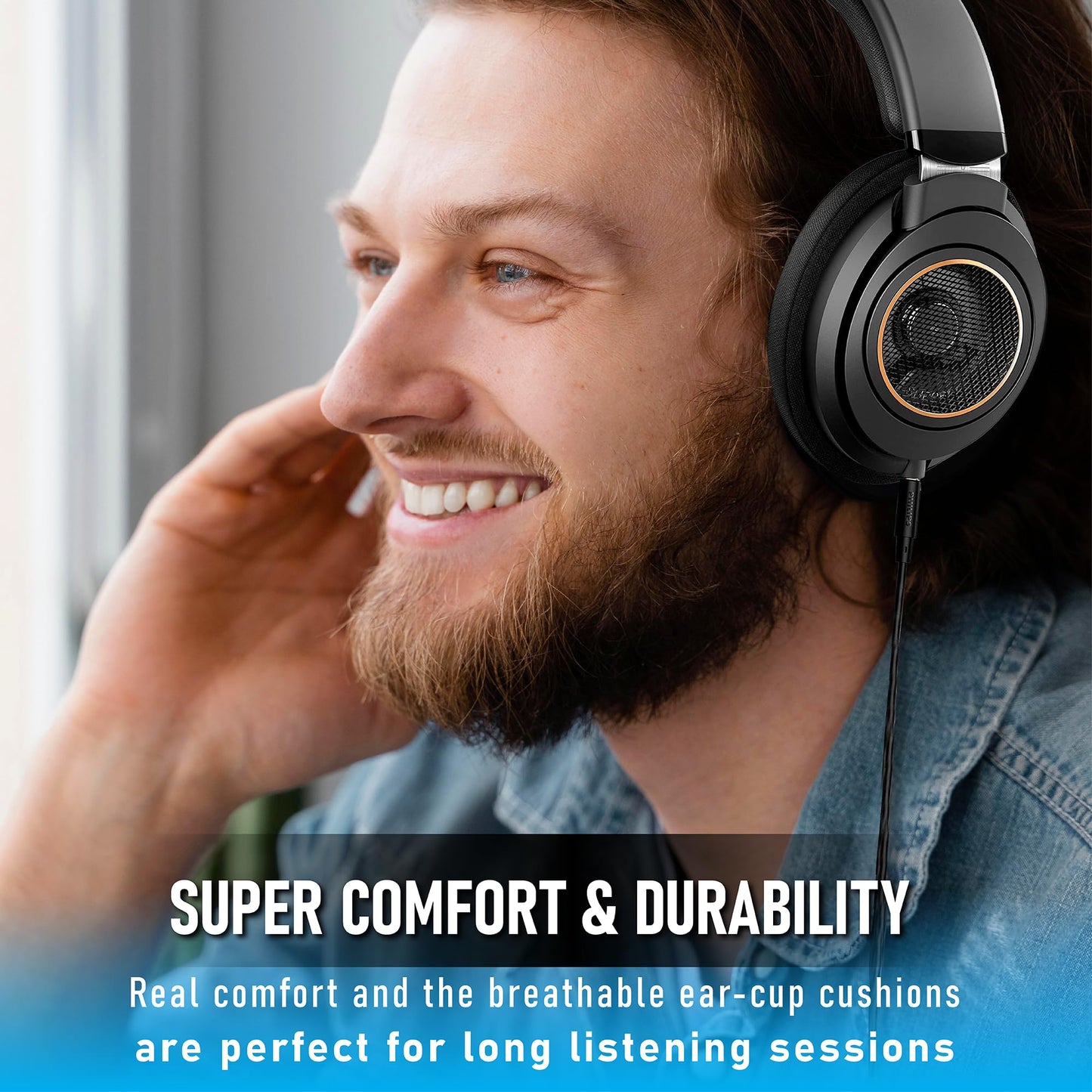 Philips Open Back Wired Headphones - Cushioned Over Ear Headphones with Adjustable Headband for Ultimate Comfort and Superior Sound Quality, Plugs into TV, Stereo or PC, Ideal for Podcasts or Music