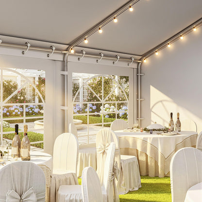 DWVO 20x33 ft Outdoor Heavy Duty Party Tent Wedding Event Shelters Upgraded Galvanized Canopy with Large White Roof, Removable Sidewalls