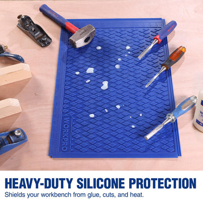 WORKPRO Silicone Glue Mat 2-Pack, Non-Stick Heat-Resistant Silicone Pad with Built-in Measurement Grid, Anti-Slip & Durable Surface for Resin, Epoxy, DIY, Crafts, Woodworking, Garage & Workshop