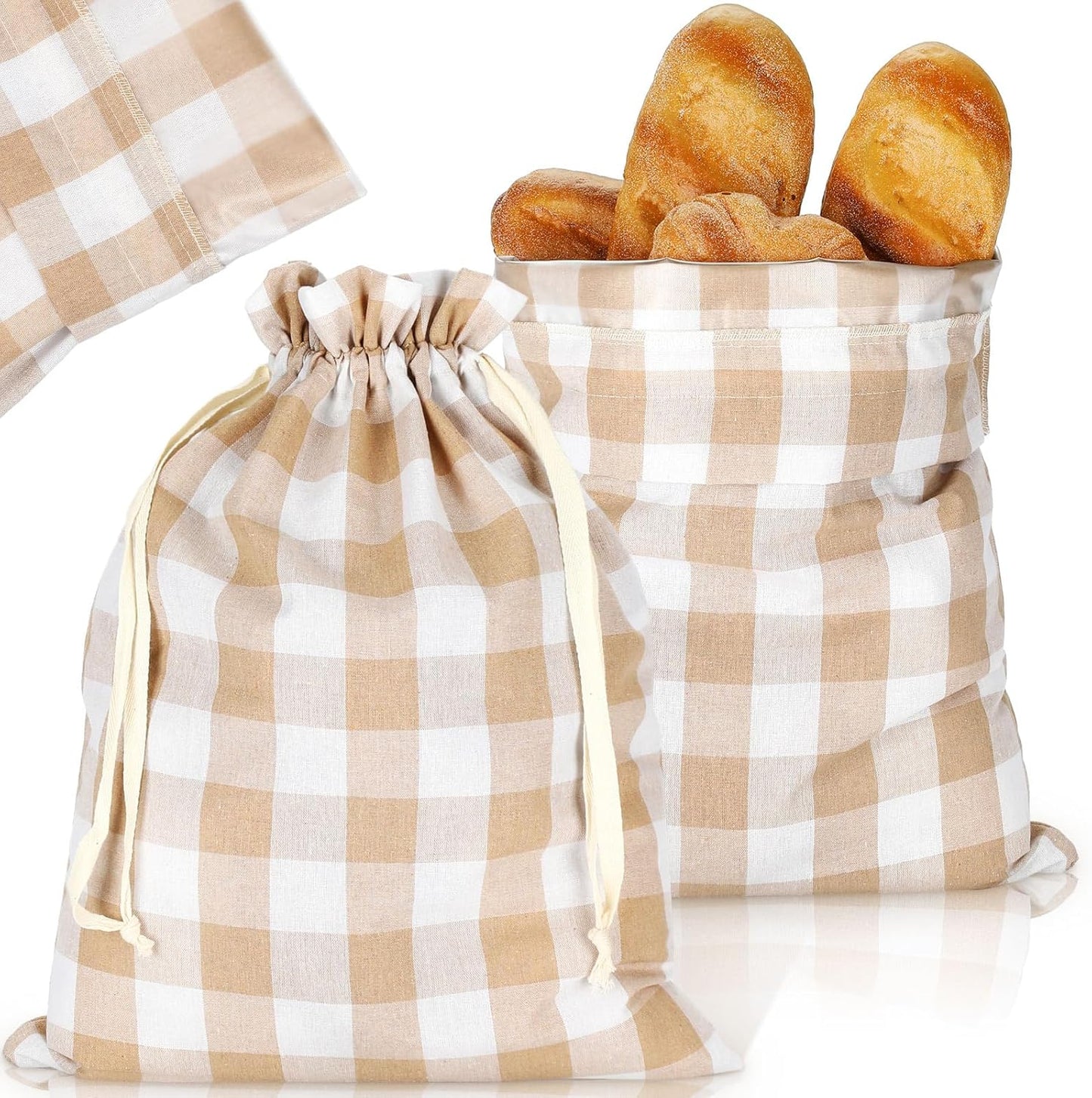 2 13 17 Inches Pcs Linen Bread Bags for Homemade x Sourdough Bread Container Reusable Linen Storage Bag with Plastic