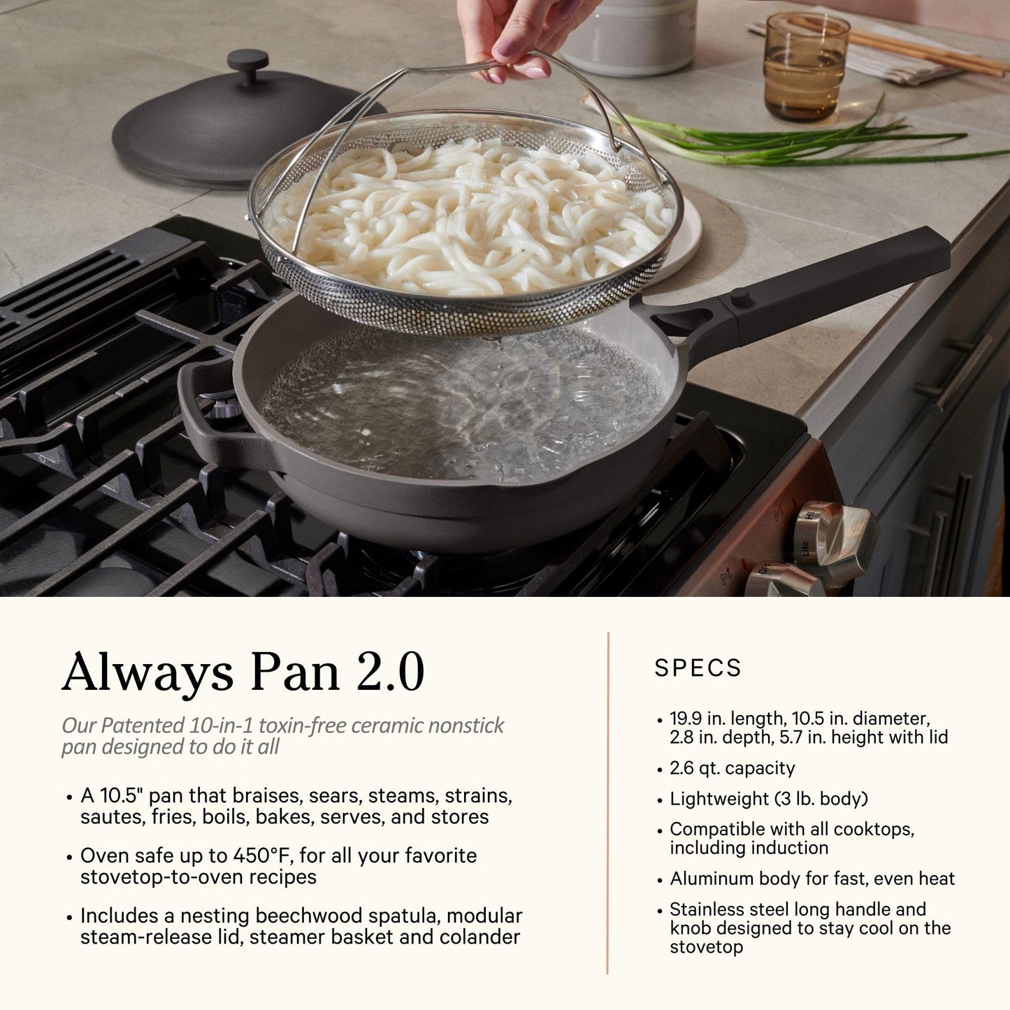 Our Place Cookware Duo | 7-Piece Ceramic Cookware Set with 10.5" Always Pan 2.0, 5.5 Qt Perfect Pot & Strainer Basket | Induction & Oven Safe up to 450°F | Nonstick, Non-Toxic Cookware | Sage