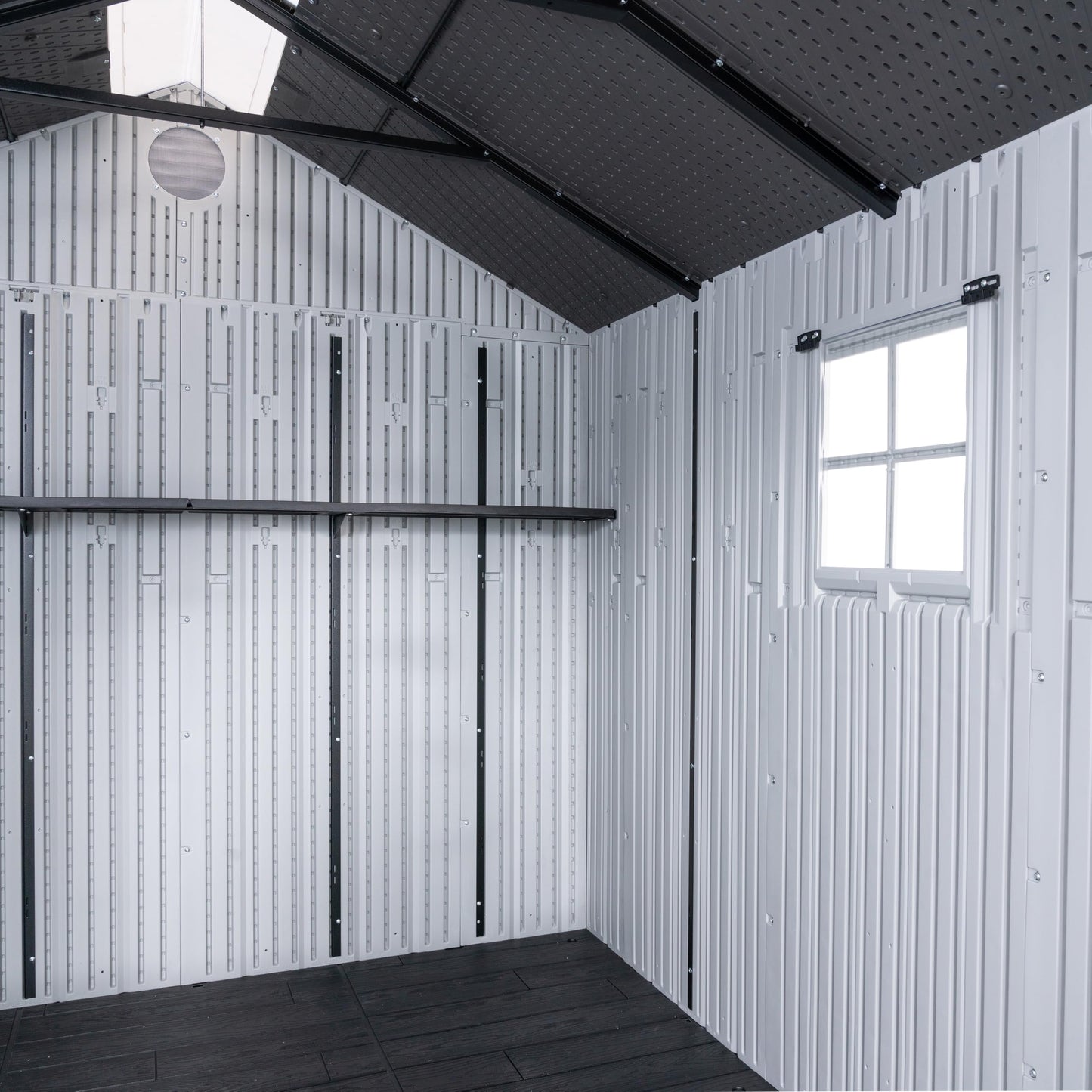 Lifetime Outdoor Storage Shed, 8x10 Ft, Gray, Resin Tool Shed with Lockable Doors and Steel-Reinforced Walls